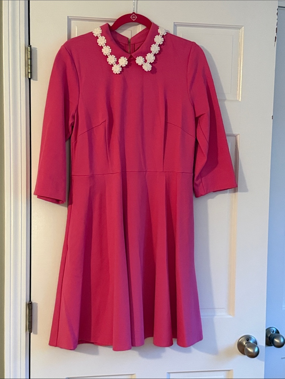 kate spade Pink Floral Collar Ponte Dress sz L